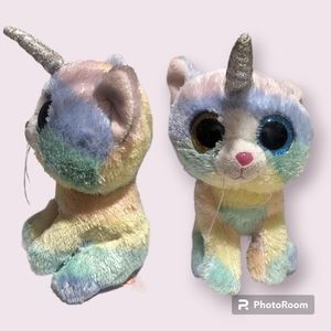TY Beanie Boos Rainbow Unicorn Kitty "Heather" 6"